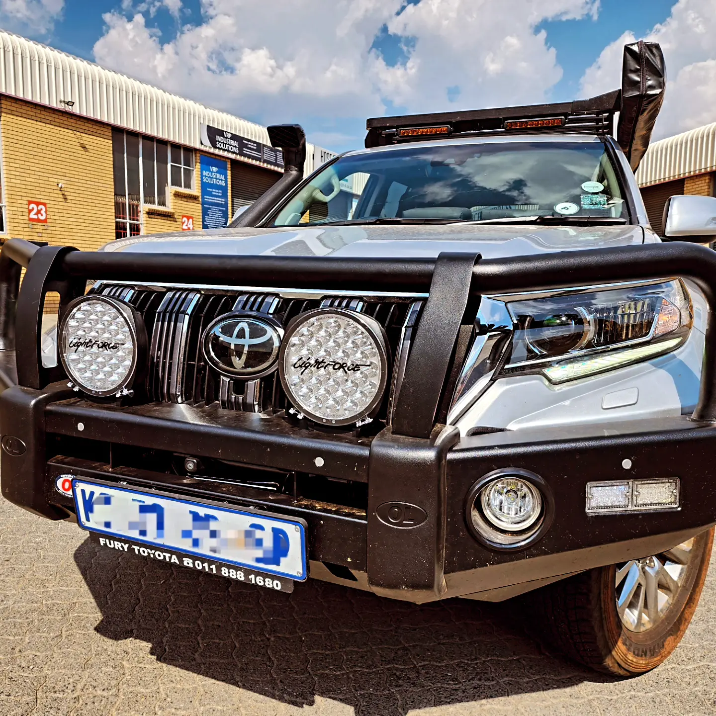 Prado 150 fitted with a Opposite Lock front bumper and Lightforce LED Lighting